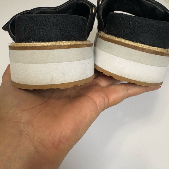 Cole Haan Black Suede Double-Strap Platform Sandals. Velcro Straps for Comfort. - Picture 5 of 13